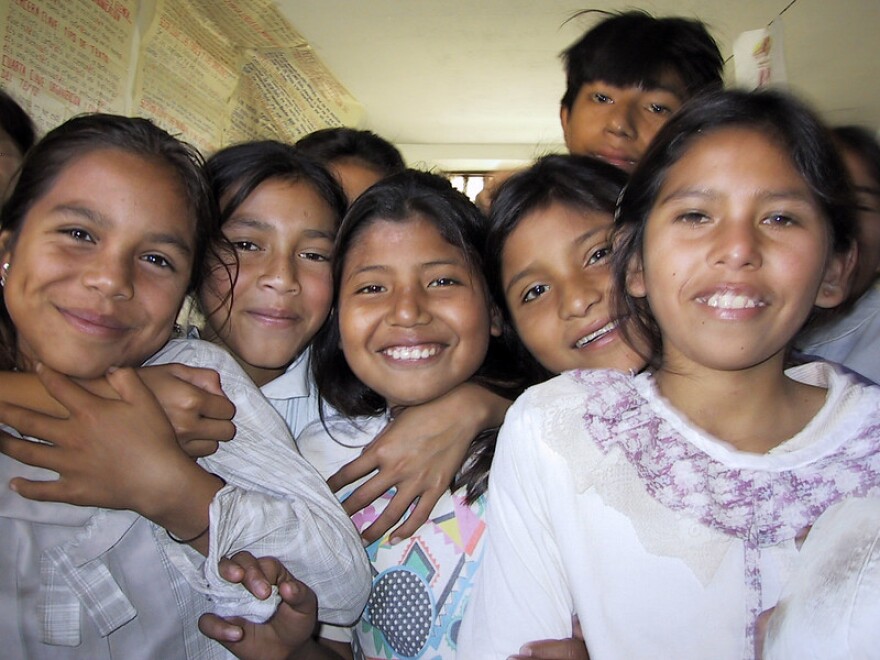 A group of children in San Pablo de los Guarayos, a very small village in the lowlands of Bolivia.