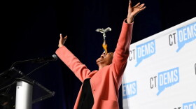 Rep. Stephanie Thomas of Norwalk won the party endorsement for secretary of the state at the Democratic convention in Hartford on May 7, 2022. JOE AMON / CONNECTICUT PUBLIC