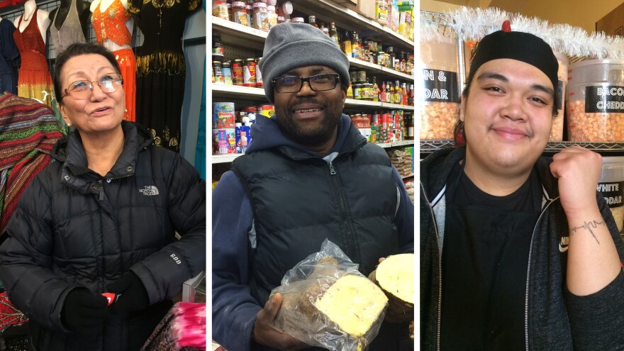 These three "new Canadians," as immigrants are called in Canada, have made Toronto their home. They work or own a business at Kensington Market. (Left) Dolkar Tsering was born in Tibet and grew up in Nepal. (Center) Michael Thomas came from Jamaica to reunite with family in 1987. (Right) Wynnona Yumol came to Canada from the Philippines with her parents when she was 2 years old.