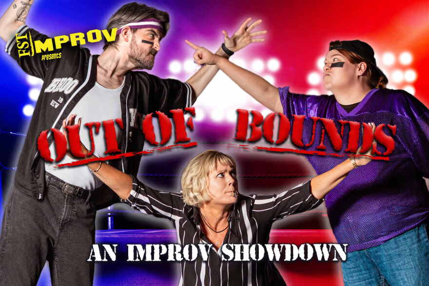 Florida Studio Theatre Promotional Image for 'Out of Bounds' improv show.