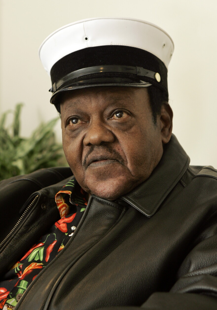 Rock and roll legend Fats Domino waits to appear on the NBC "Today" television show in New York, Friday Nov. 9, 2007. (AP Photo/Richard Drew)