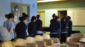 Girls line up at the Bernalillo County Juvenile Detention and Youth Services Center in Albuquerque, N.M.