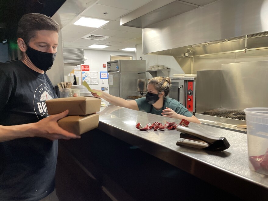 Take-out has been a big part of Cornwall's business through the pandemic. General manager Billy Moran is hoping the resumption of outdoor dining and the upcoming return of fans to nearby Fenway Park will mean more people opting to eat at the restaurant.