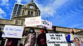 Hundreds protested the military coup in Myanmar, also known as Burma, Sunday in front of the Allen County courthouse.