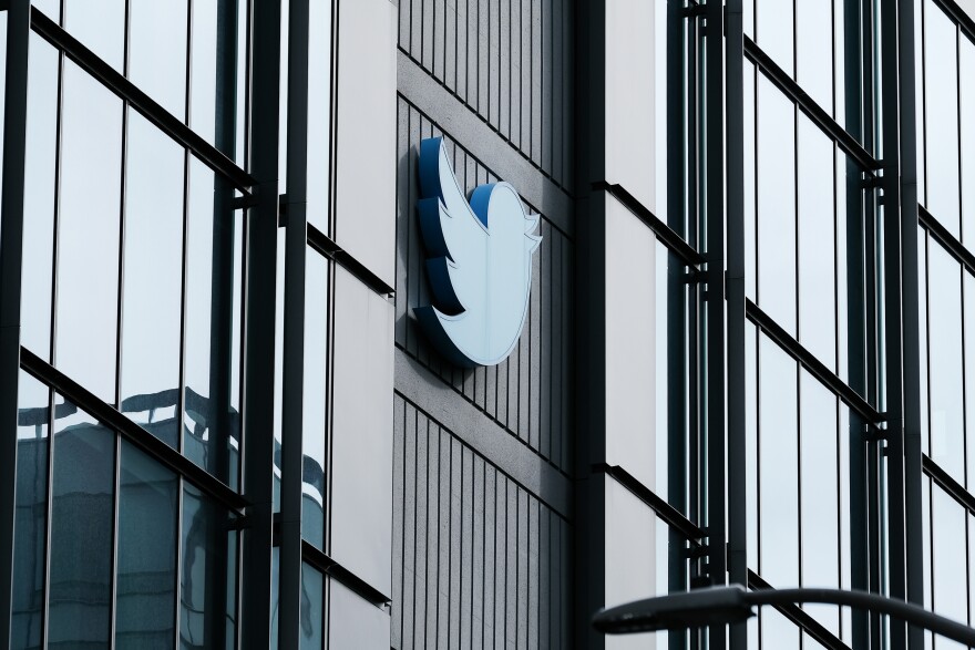 Twitter's headquarters in San Francisco, California. The company's biggest moderation decisions in 2020 and 2021 are under renewed scrutiny as Musk reveals internal company discussions.