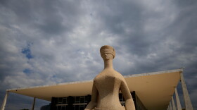 The Statue of Justice stands outside the Supreme Court building ahead of a plenary session in Brasilia, Brazil, Wednesday, Sept. 2, 2026.