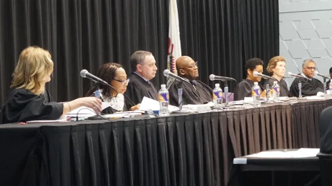 The Illinois Supreme Court held a session on the campus of Western Illinois University in Macomb on Wednesday, March 11, 2026, as part of its tradition of “riding the circuit,” which is meant to make the court more accessible to people in all parts of the state.