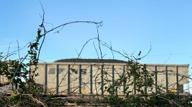 A Norfolk Southern rail car carries coal near Lambert’s Point. (Photo by Katherine Hafner)