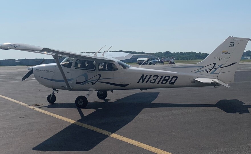 Baltimore city students prepared to take a plane ride from the Martin State Airport in Middle River.