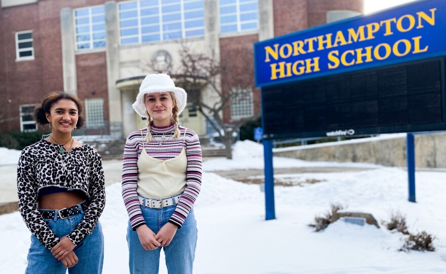 Amina Meckel-Sam, at left, and Pearl Shread are juniors at Northampton High School. They co-lead the Students of Color Alliance.