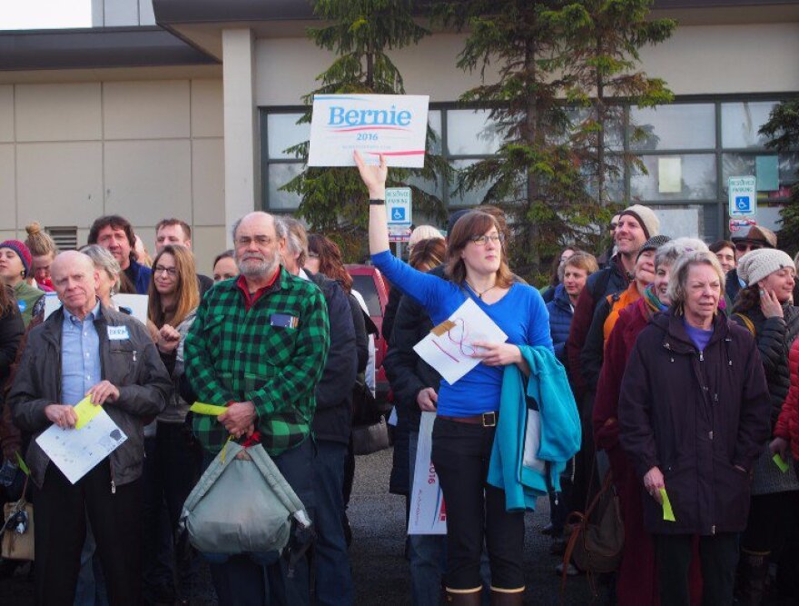Bernie Sanders earned more than 80 percent of the vote in Saturday's Democratic Caucus. Photo by Zachariah Hughes/KSKA.