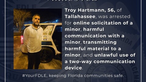 social media post showing Hartmann's arrest