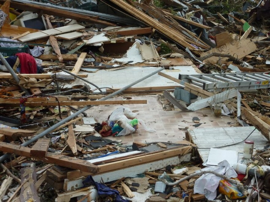 Only the bathroom floor is left of this Joplin home