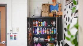 Art supplies fill a cabinet in Holly Kurtzer's classroom, April 2, 2026. Kurtzer is an art teacher at Haxtun K-12.