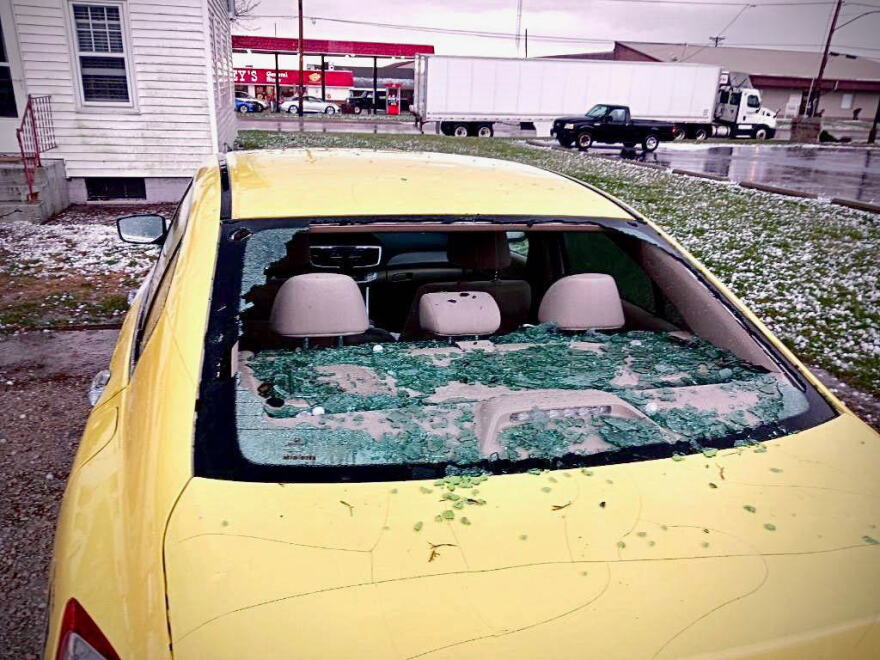 Hail and storm damage spotted Friday in Roanoke.