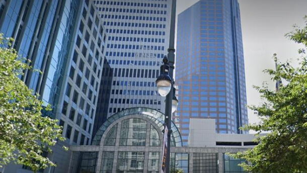 One First Union (right), now One Wells Fargo Center, opened in 1988.
