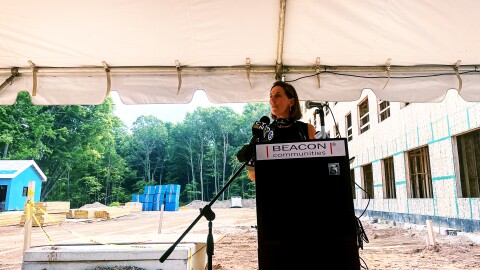 Beacon Communities CEO Dara Kovel speaking at an event this morning announcing the project’s expansion. The Homes at Avon Park will bring about 400 more apartments to the town, with the majority of them being affordable.