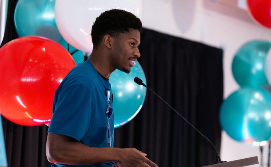 AWC Student Government President Onyeka Udodi spoke at the Decade of Transformation event.