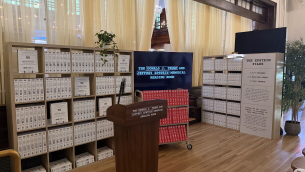 The Donald J. Trump and Jeffrey Epstein Memorial Reading Room exhibit.
