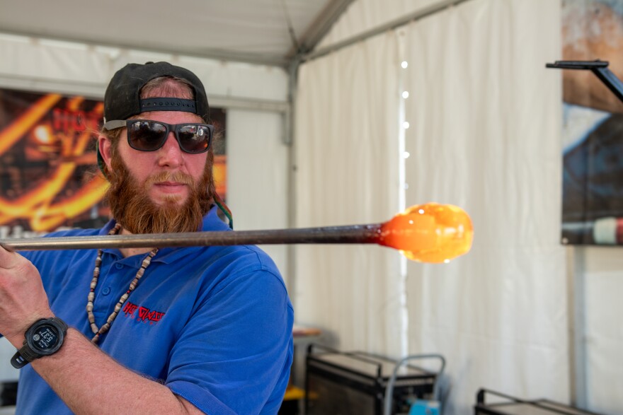Glass-blowing in action.