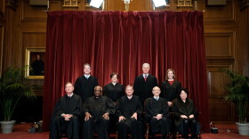 Seated from left: Associate Justice Samuel Alito, Associate Justice Clarence Thomas, Chief Justice John Roberts, Associate Justice Stephen Breyer and Associate Justice Sonia Sotomayor, standing from left: Associate Justice Brett Kavanaugh, Associate Justice Elena Kagan, Associate Justice Neil Gorsuch and Associate Justice Amy Coney Barrett pose during a group photo of the Justices at the Supreme Court in Washington, DC on April 23, 2021. (Erin Schaff/AFP via Getty Images)
