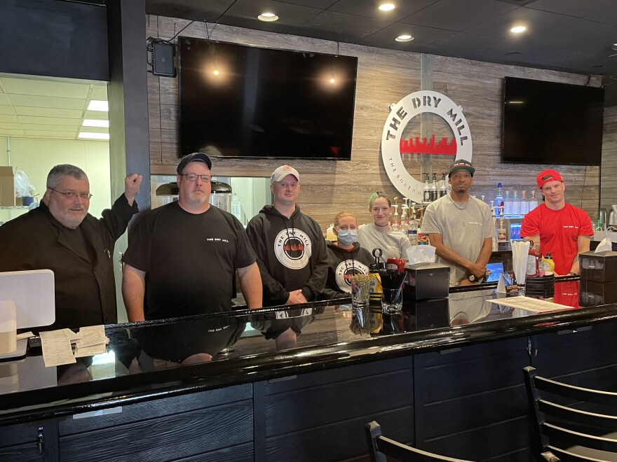 The staff at Dry Mill Bar, the first sober bar in Downtown Columbus on South Fourth Street. From left: Bob Read, Rod Allen, David Payne, Hayley Summers, Savannah McConnell, Robert Webb and Colin Thomas.