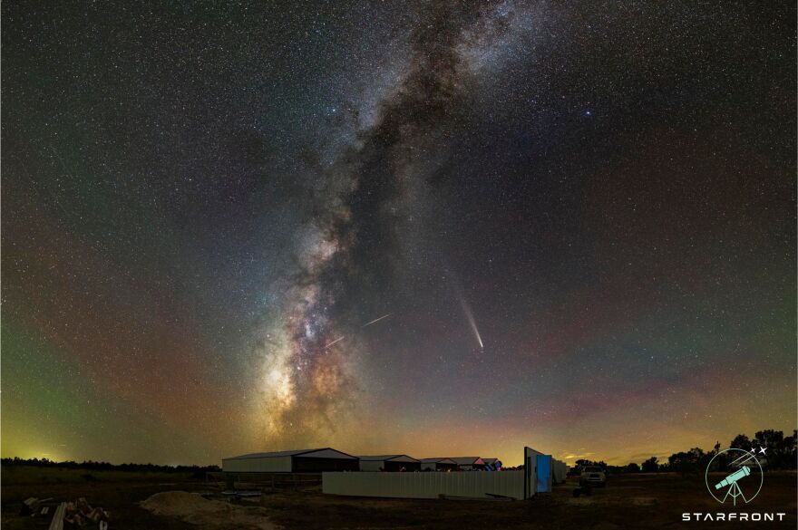 The Milky Way spans over the West Texas sky and the location of the Starfront Observatory. Photo by Starfront Observatory.