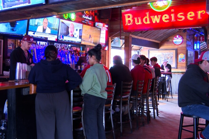 The Upstairs Pub saw lines out the door in anticipation of the Peach Bowl on Jan. 9, 2025. 