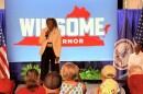 Republican candidates for governor, Winsome Earle-Sears, speaks at a campaign appearance.