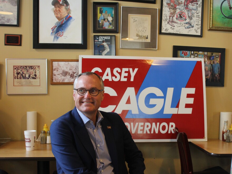 Georgia Lt. Gov. Casey Cagle at a campaign rally for governor at The Redneck Gourmet, a restaurant in downtown Newnan, Ga. Less than a week before the primary runoff election, President Trump endorsed Cagle's opponent, Brian Kemp.