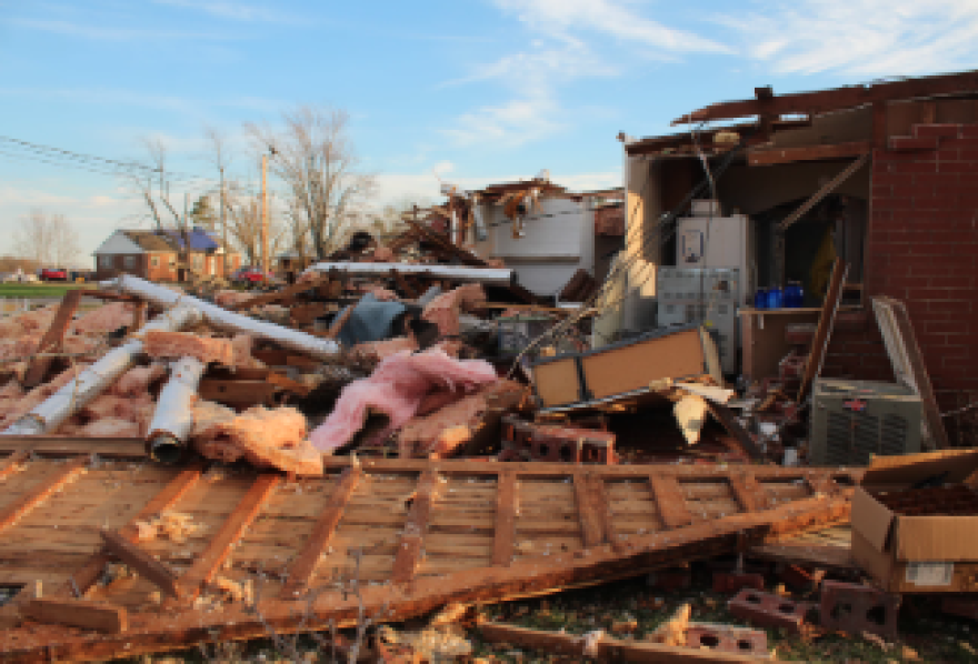 One of many Freemont area homes damaged by what preliminary National Weather Service data has indicated was an EF-2 tornado on Friday.