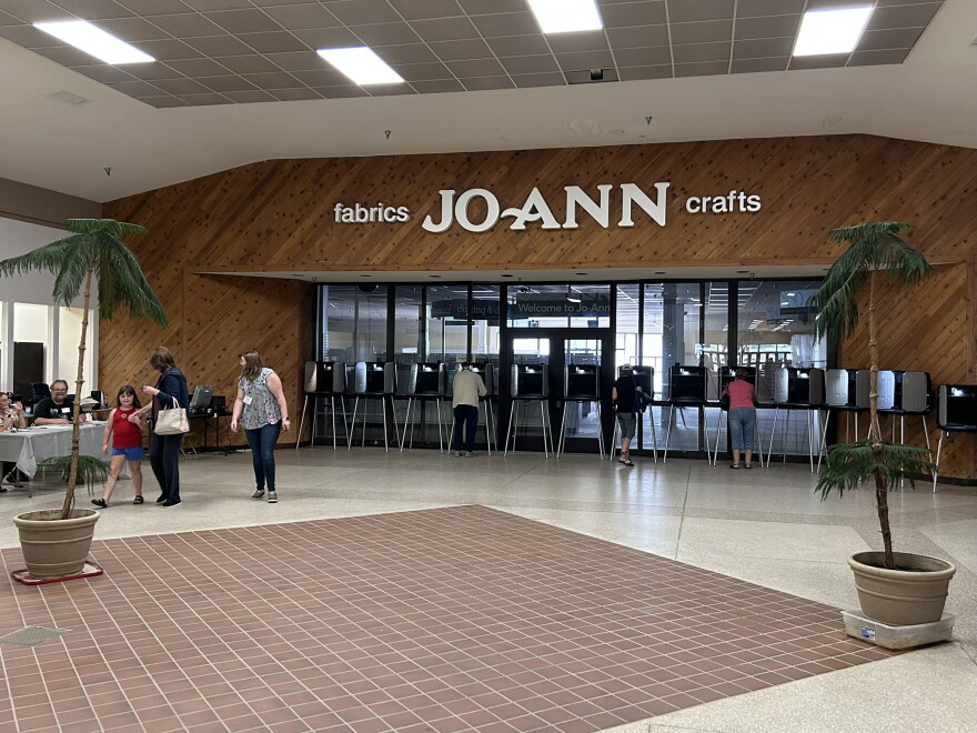 Hibbing's Precinct 4 polling site is located in Irongate Plaza, where voters congregated for the Aug. 11, 2026, midterm primary.