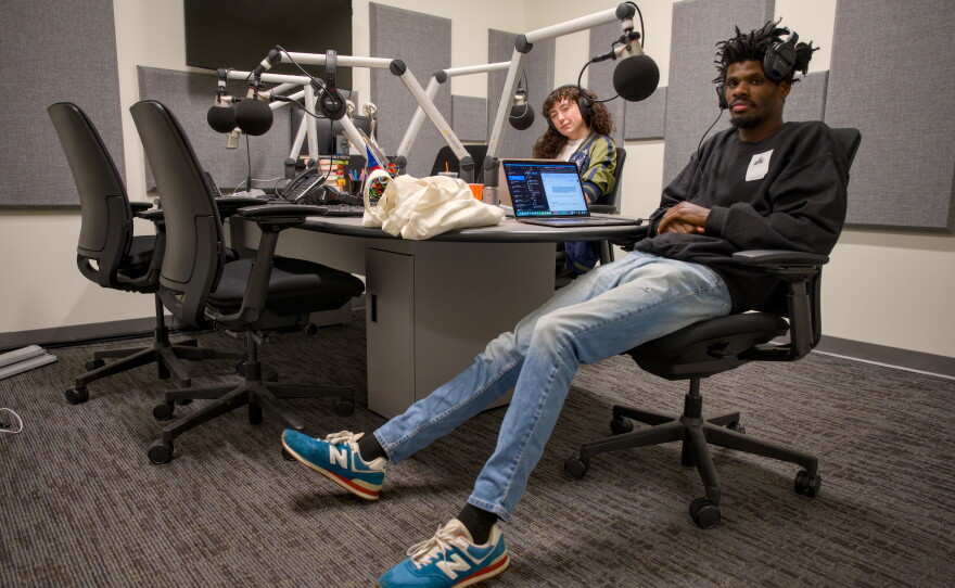 Lindsay Lee Wallace and Shawn Murray at Connecticut Public’s studio at CT State Community College Gateway in New Haven on September 23, 2026.