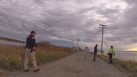 A screenshot from Cpl. Odom's body camera seconds before the shooting.