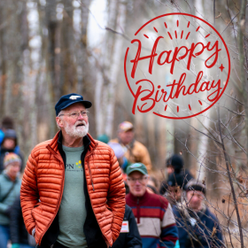 John Latimer leads a phenology walk in the Long Lake Conservation Center bog during March of 2024.