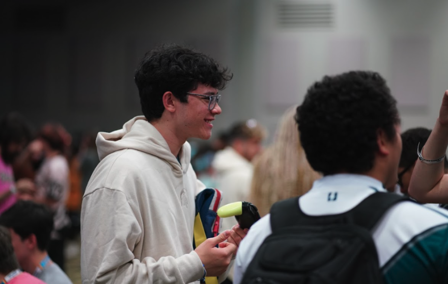 Diego Zelaya holds a controller at a recent Esports event.