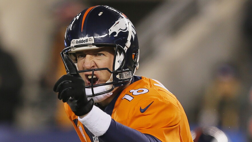 Denver Broncos quarterback Peyton Manning during Super Bowl XLVIII in 2014. Manning will meet the Carolina Panthers in Super Bowl 50 this Sunday.