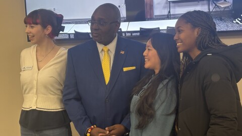 Terry Lindsay, one of three finalists for the Western Iowa Tech Community College president position, spoke with students and staff in many sessions on April 10, 2026. (Bret Hayworth, Siouxland Public Media News)