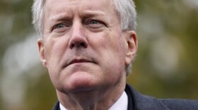 FILE - Then-White House chief of staff Mark Meadows speaks with reporters outside the White House, Oct. 26, 2020, in Washington. The North Carolina State Bureau of Investigation said Tuesday, Dec. 13, 2022, that it has submitted to state prosecutors the findings of its voter fraud probe into Meadows, who was simultaneously registered to vote in North Carolina and two other states earlier this year.