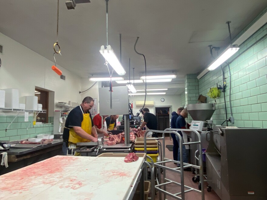 Meat cutters at the Winner's meat facility in Darke County.