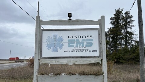 Sign outside of Kinross EMS in Kincheloe, Michigan