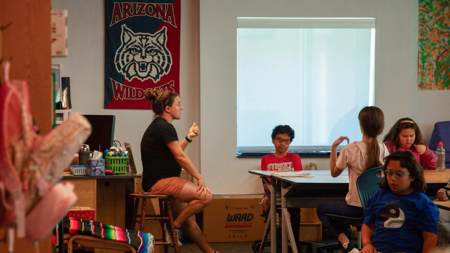Laura Prelsnik Aragon teaching class Tucson School for the Blind