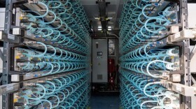 Interior of the liquid-cooled Ant Boxes at the Merkle Standard cryptocurrency mining facility in Usk, Wash. on Friday, Sept. 9, 2022