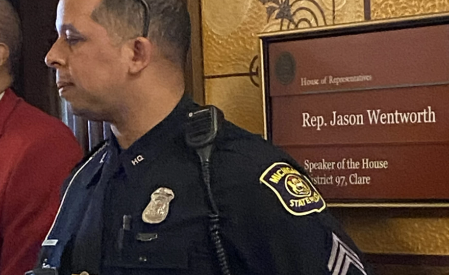 Michigan State Police were called in to keep auto accident survivors out of House Speaker Jason Wentworth's office at the Capitol.
