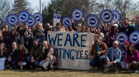 Penn State graduate student workers rallied for unionization on March 4, 2025.