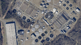 Aerial view of a wastewater treatment plant