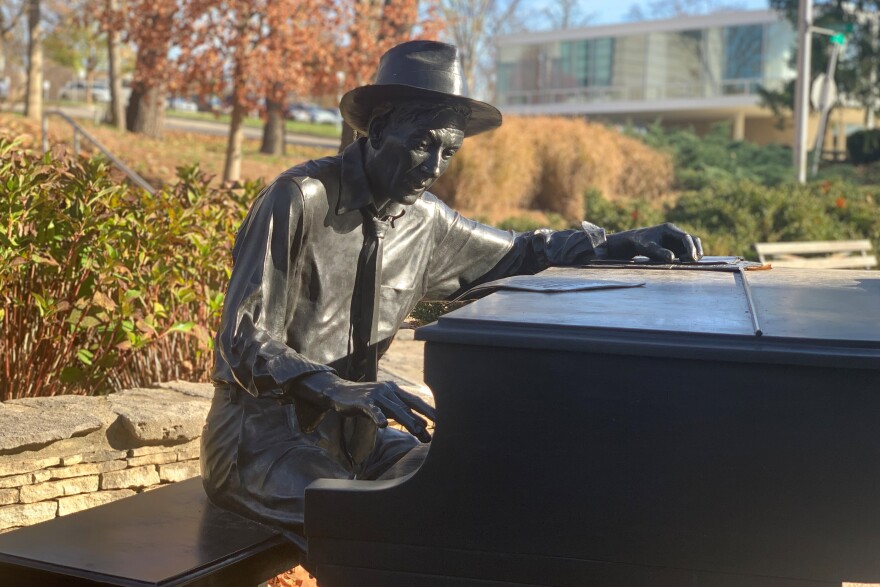 The statue of Hoagy Carmichael on Indiana University's campus, in Carmichael's hometown of Bloomington, Indiana
