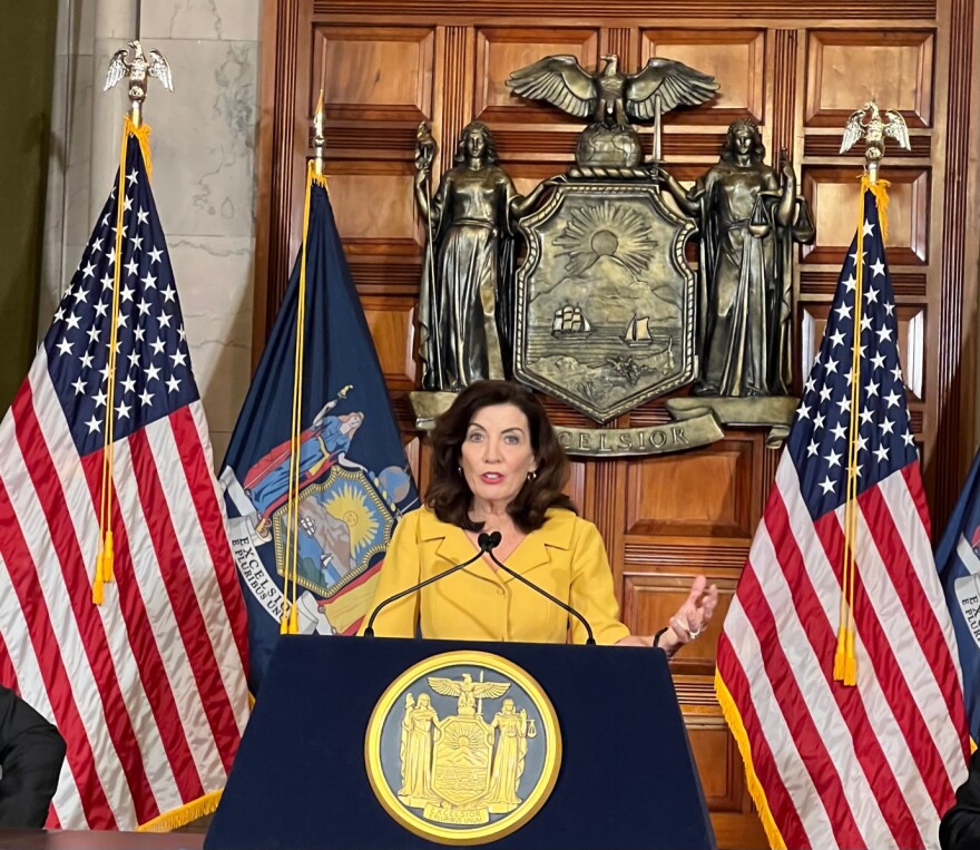  NYS Gov Kathy Hochul speaks to the media on June 10, 2022