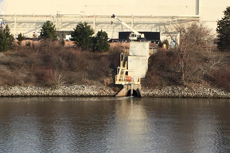 A foamy discharge was seen coming out of the U.S. Steel plant and into the Burns Waterway.