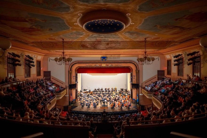 The Delaware Symphony Orchestra performing in Copeland Hall at The Grand Opera House in Wilmington, DE.